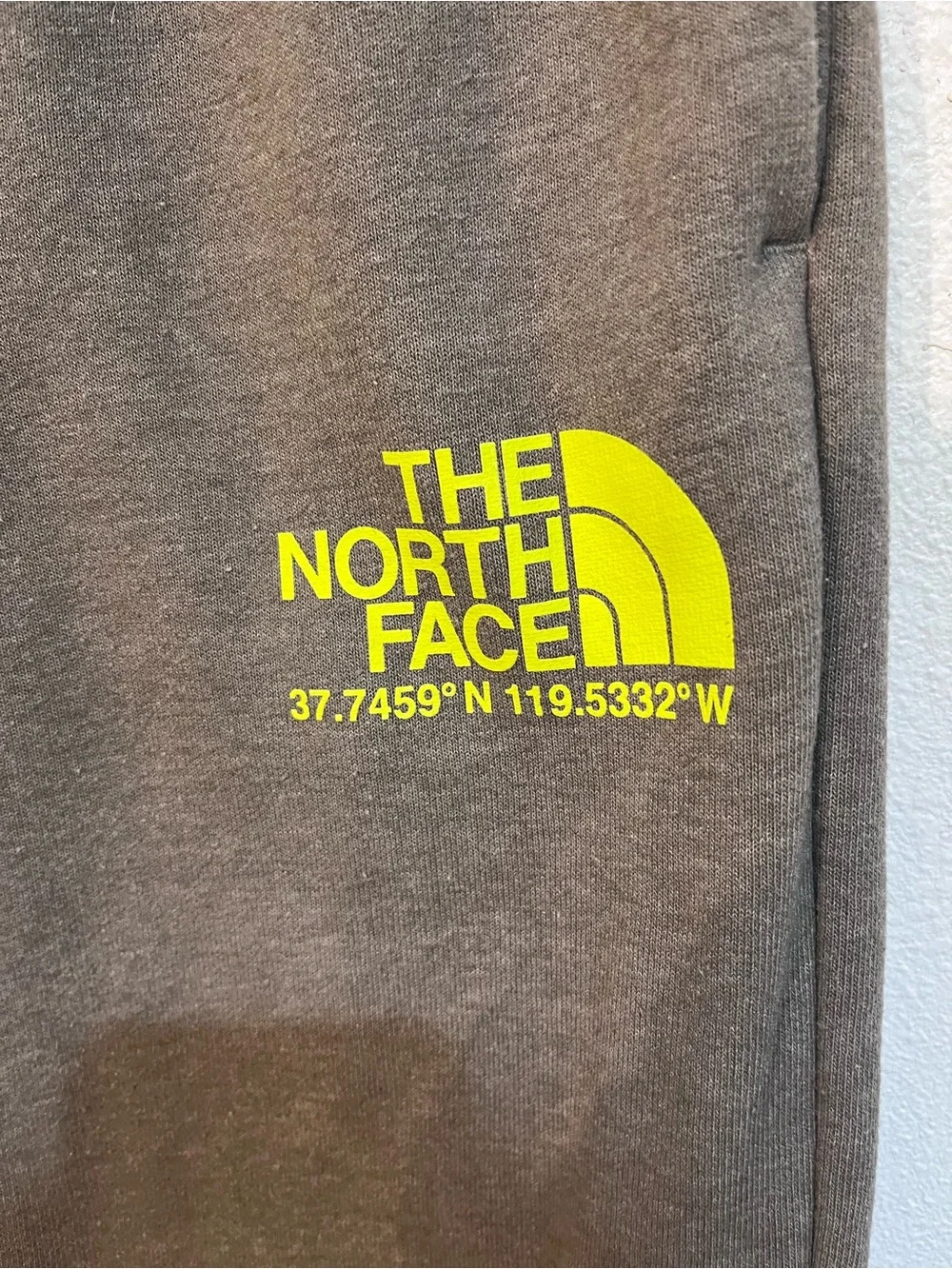 The North Face Men's Coordinates Fleece Joggers Sweatpants Grey Yellow Size S